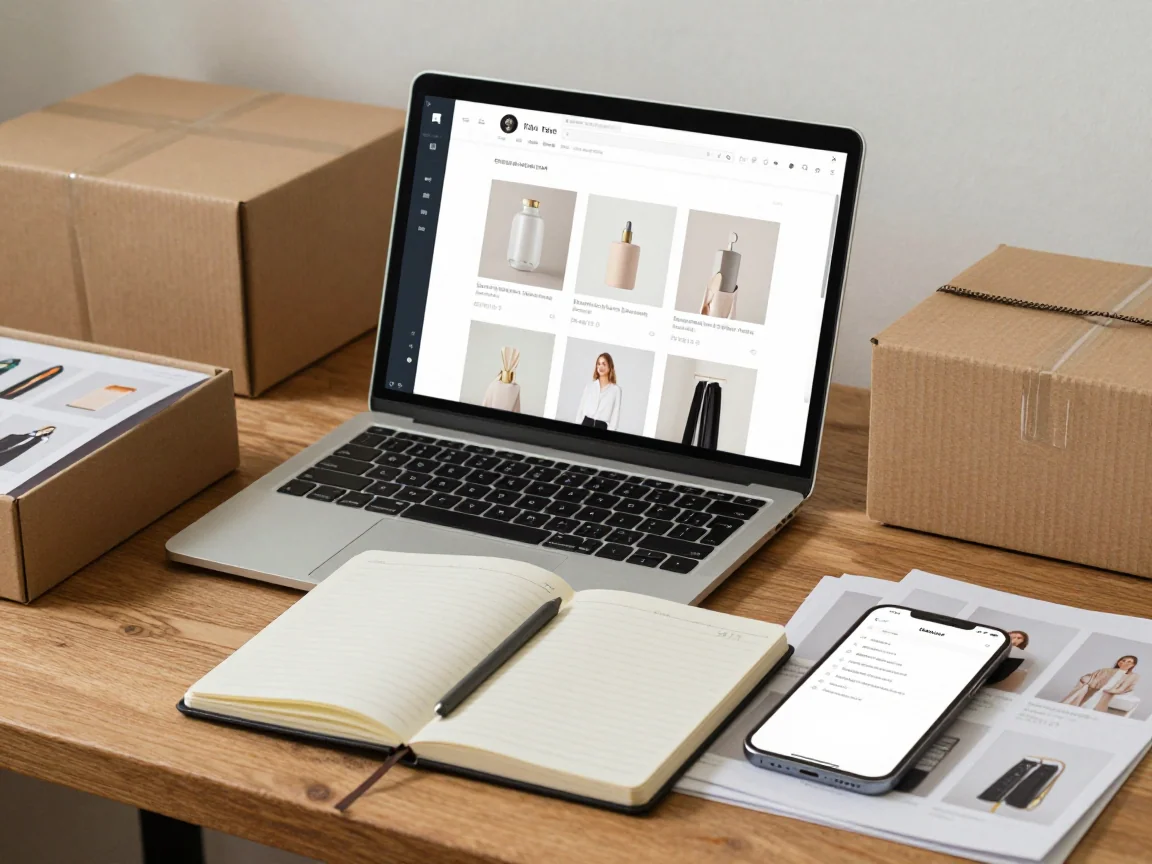A merchant preparing an organized set of product images for delivery.