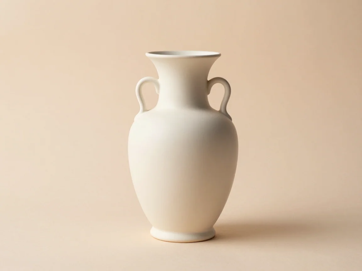 A pale vase photographed with low contrast against its background.